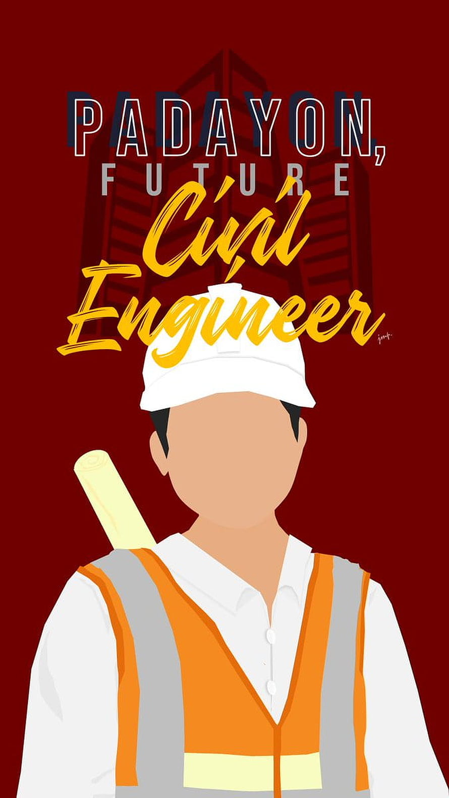 Padayon Future Civil Engineer Illustration with Hard Hat and Safety Vest HD phone wallpaper
