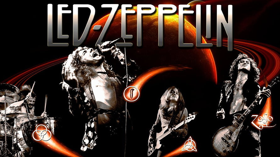 Led Zeppelin Live Performance with Dramatic Red and Black Stage Lighting HD wallpaper