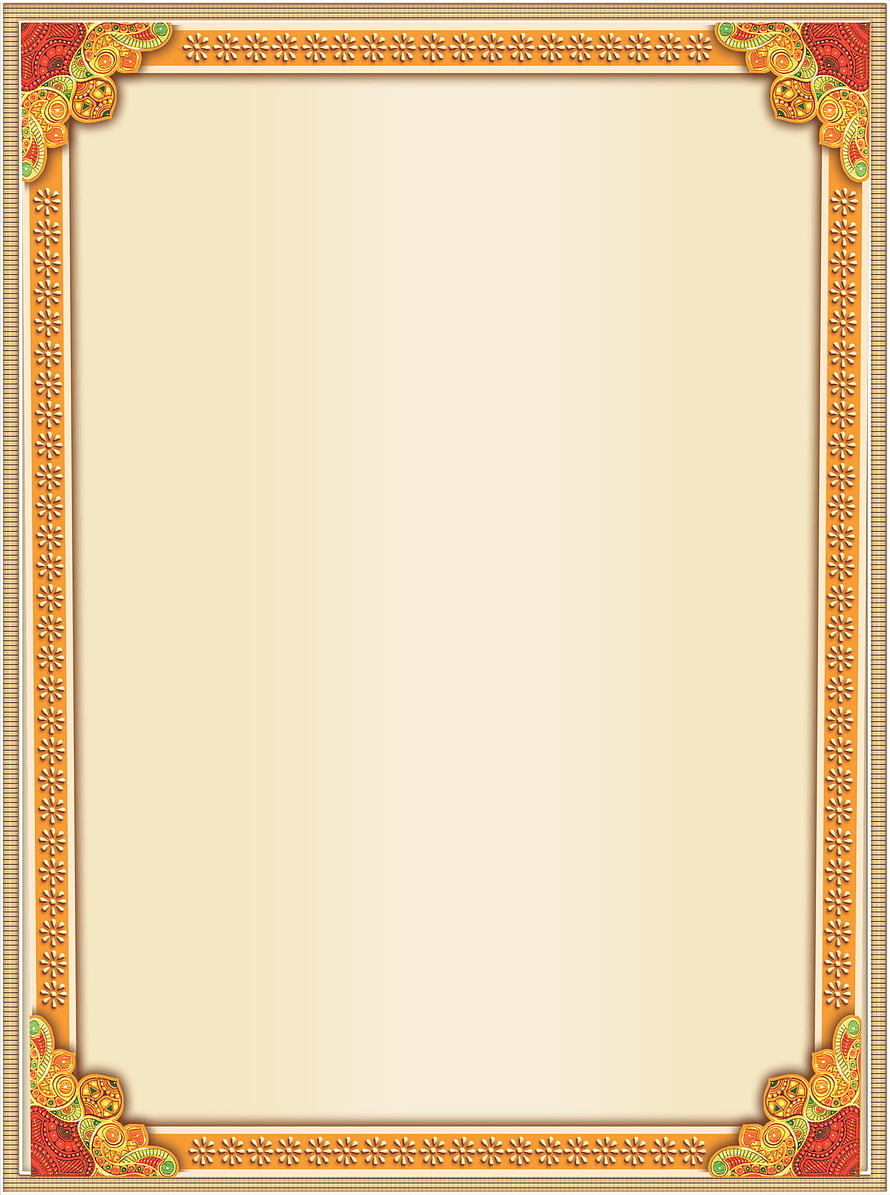 Elegant Indian Wedding Invitation Card Frame with Ornate Paisley Corners and Floral Border HD phone wallpaper
