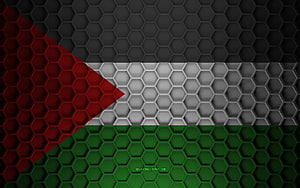 Palestine Flag Rendered in 3D Hexagonal Metal Texture with Red White Green Black Bands HD wallpaper