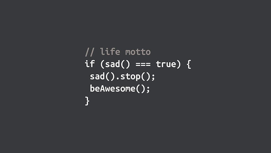 Motivational Programming Code Snippet on Dark Background HD wallpaper
