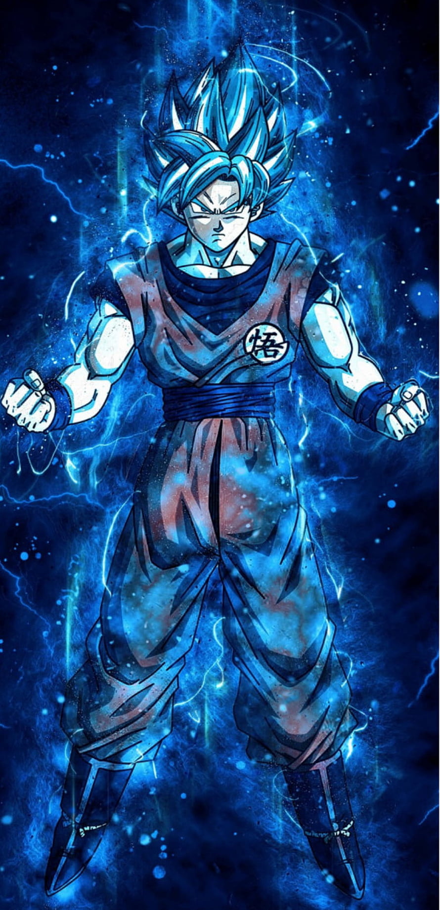 Goku Super Saiyan Blue with Electric Aura in Dragon Ball Super Anime Artwork HD phone wallpaper