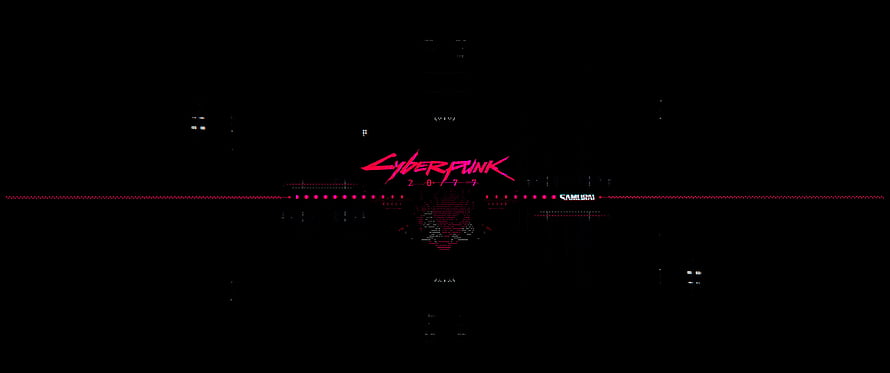 Cyberpunk 2077 Glitch Art Logo on Black Background with Red Digital Distortion HD wallpaper