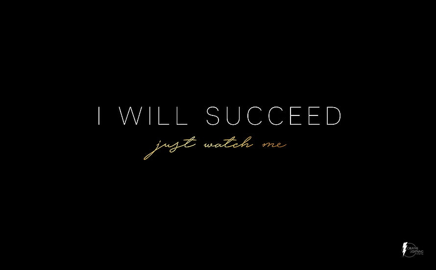 Minimalist Motivational Quote on Black Background with Gold Script Accent HD wallpaper