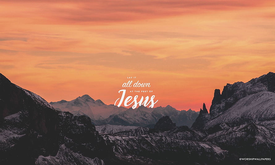 Inspirational Bible Verse Over Snowy Mountain Sunset Landscape HD wallpaper