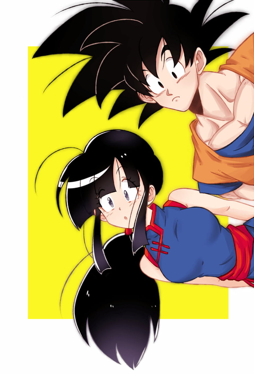 Goku and Chi Chi in Classic Dragon Ball Anime Style HD phone wallpaper