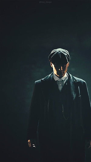 Tommy Shelby in Dark Peaky Blinders Style with Flat Cap and Long Coat HD phone wallpaper