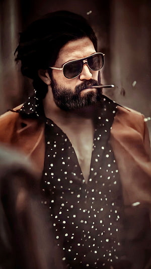 Yash in KGF Character Portrait with Sunglasses and Beard HD phone wallpaper