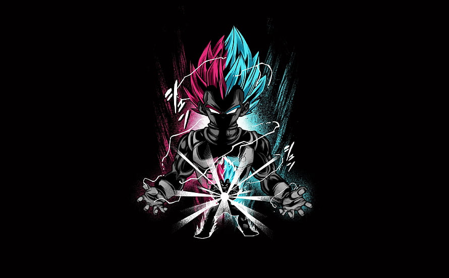 Vegeta Dark Form Dragon Ball Anime Character with Split Hair and Energy Burst HD wallpaper