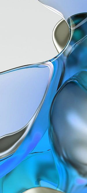 Abstract 3D Liquid Glass and Chrome Shapes in Blue and Silver Tones HD phone wallpaper