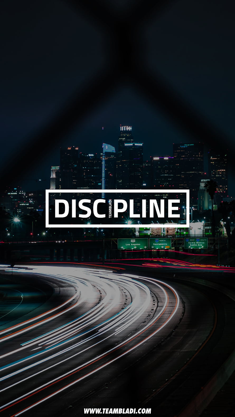 Discipline Motivational Quote Over Nighttime City Highway Light Trails HD phone wallpaper