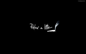Minimalist Black Background with White Cursive Text and Smoking Cigarette Illustration HD wallpaper