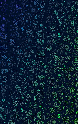 Neon Doodle Pattern Wallpaper with Sci-Fi and Tech Icons on Dark Background HD phone wallpaper
