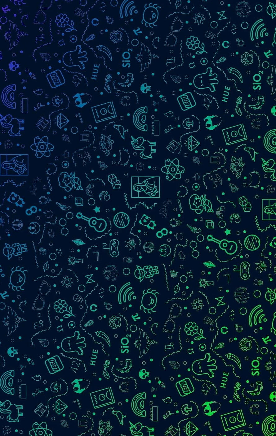 Neon Doodle Pattern Wallpaper with Sci-Fi and Tech Icons on Dark Background HD phone wallpaper