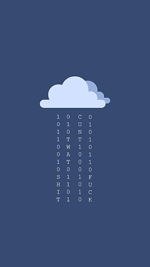 Minimalist Cloud with Binary Code Rain on Dark Blue Background HD phone wallpaper
