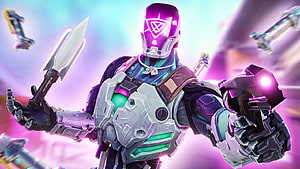 Valorant Kayo Hinazuki Agent in Futuristic Armor with Glowing Purple Visor and Combat Gear HD wallpaper
