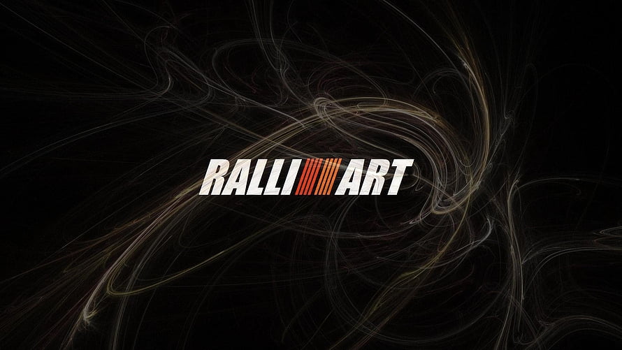 Ralliart Logo on Dark Background with Abstract Swirling Light Trails HD wallpaper