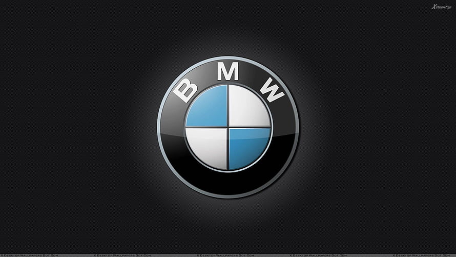 Sleek BMW Emblem on Dark Textured Background with Blue and White Quadrants HD wallpaper