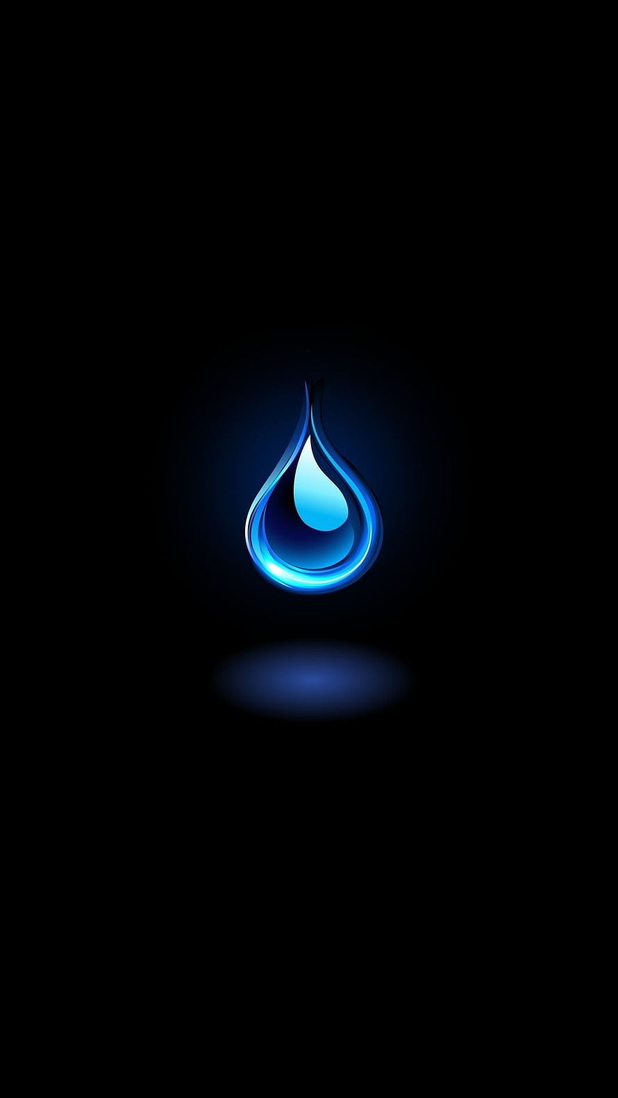 Glowing Blue Water Drop Abstract Design on Black Background HD phone wallpaper