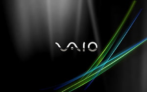 Sony Vaio Logo on Dark Background with Neon Light Streaks HD wallpaper