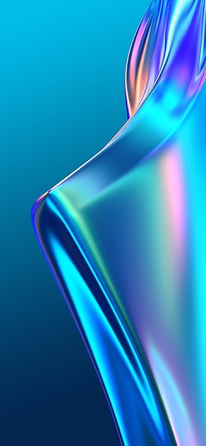 Iridescent Liquid Metal Abstract 3D Render with Cyan and Violet Hues HD phone wallpaper