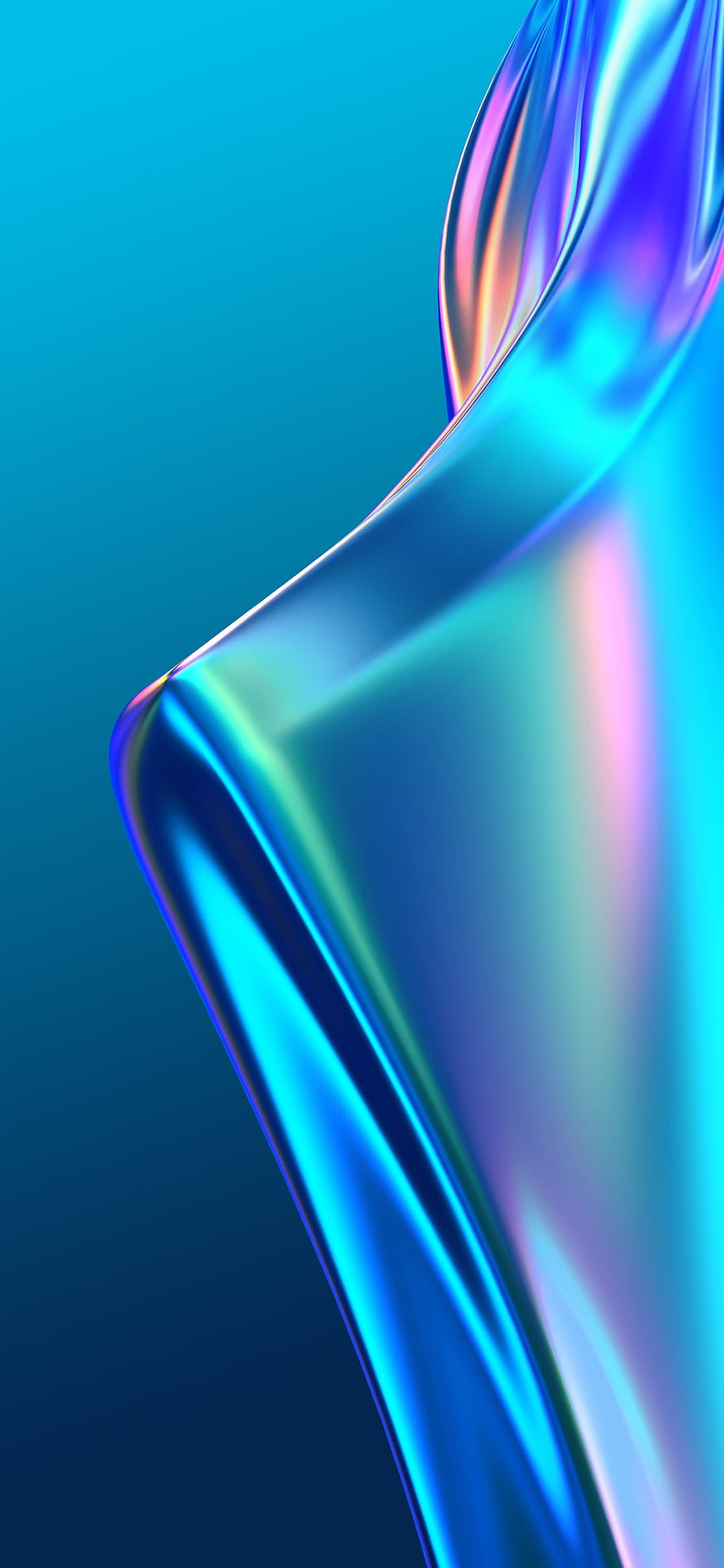 Iridescent Liquid Metal Abstract 3D Render with Cyan and Violet Hues HD phone wallpaper