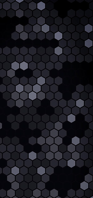 Dark Hexagonal Honeycomb Pattern with Subtle Gray Accents on Black Background HD phone wallpaper