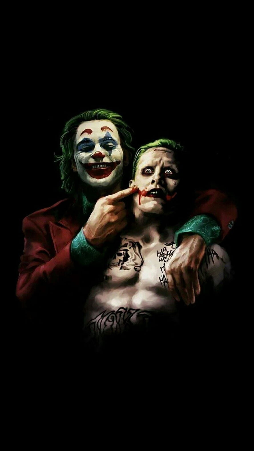 Joker 2019 Film Artwork Featuring Two Distinct Character Portraits in Dark Cinematic Style HD phone wallpaper