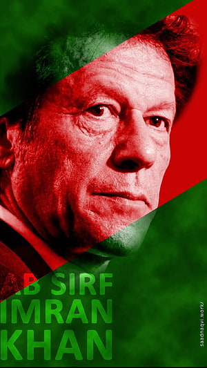 Imran Khan Portrait with Pakistan Flag Colors and PTI Branding HD phone wallpaper