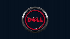 Dell Logo Emblem on Dark Blue Background with Red and Silver Ring Design HD wallpaper