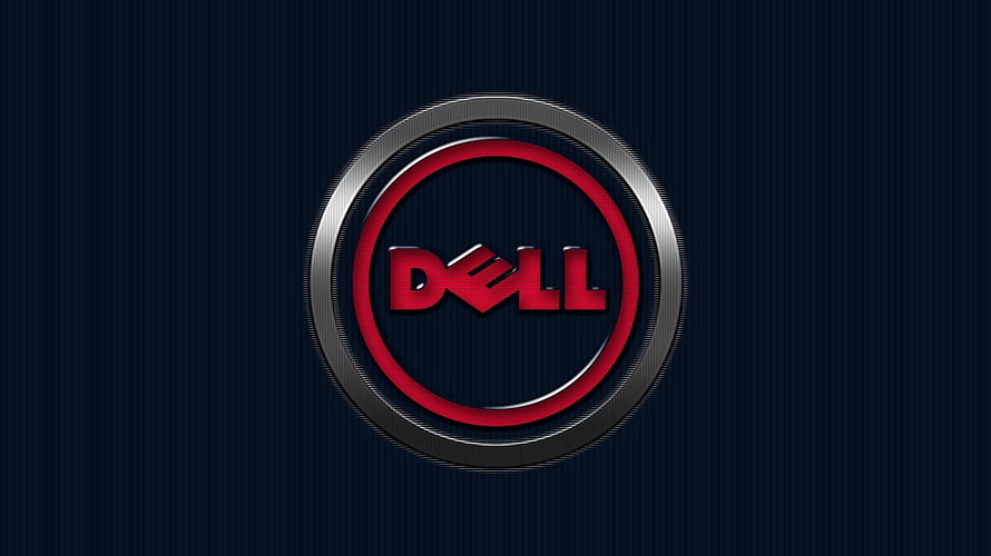 Dell Logo Emblem on Dark Blue Background with Red and Silver Ring Design HD wallpaper