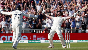 Ben Stokes and Joe Leach Celebrate a Century During an England Ashes Cricket Match HD wallpaper