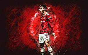 Cristiano Ronaldo Manchester United Red Jersey Dramatic Portrait HD wallpaper