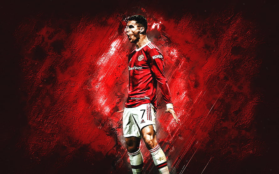 Cristiano Ronaldo Manchester United Red Jersey Dramatic Portrait HD wallpaper
