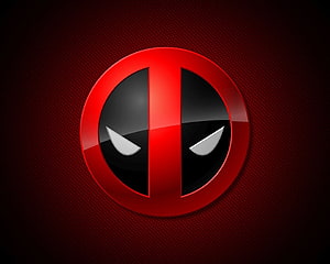 Deadpool Marvel Logo Emblem on Dark Red Textured Background HD wallpaper