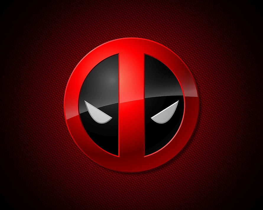 Deadpool Marvel Logo Emblem on Dark Red Textured Background HD wallpaper