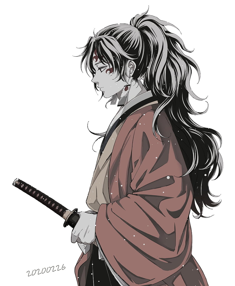 Yoriichi Tsugikuni Demon Slayer Anime Character Profile with Katana HD phone wallpaper