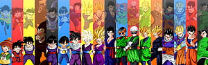 Dragon Ball Z Character Evolution Timeline Featuring Goku and Vegeta Forms HD wallpaper