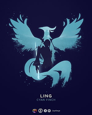 Ling from Mobile Legends in a Meditative Pose with Cyan Wings and Sword HD phone wallpaper
