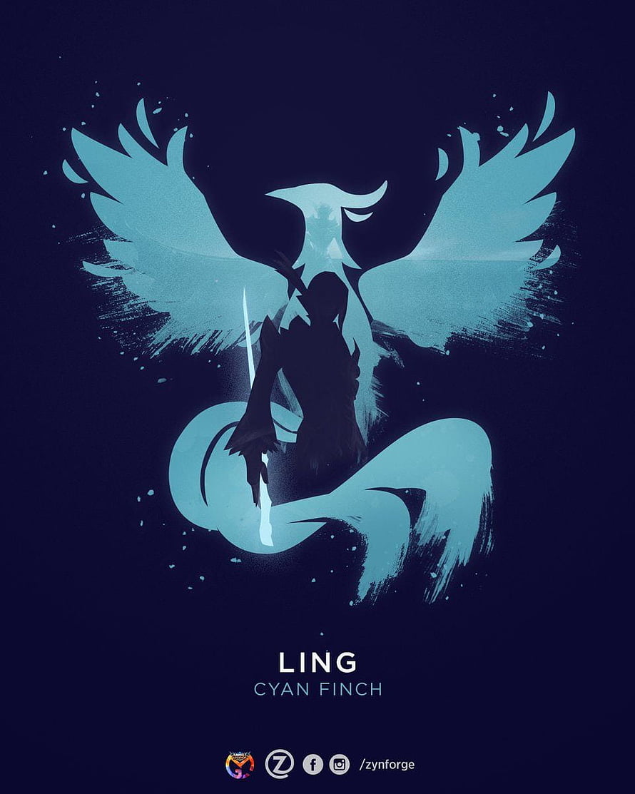 Ling from Mobile Legends in a Meditative Pose with Cyan Wings and Sword HD phone wallpaper