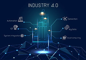 Industry 4.0 Smart Factory Concept with IoT, Big Data, and Cloud Computing Network HD wallpaper