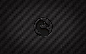 Mortal Kombat Dragon Emblem on Dark Carbon Fiber Texture HD wallpaper