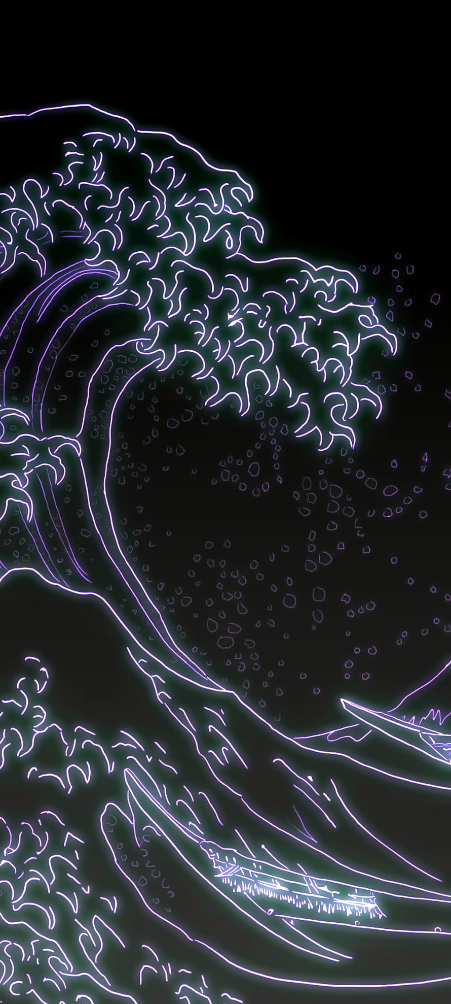 Neon Vaporwave Ocean Wave Art Inspired by The Great Wave off Kanagawa HD phone wallpaper