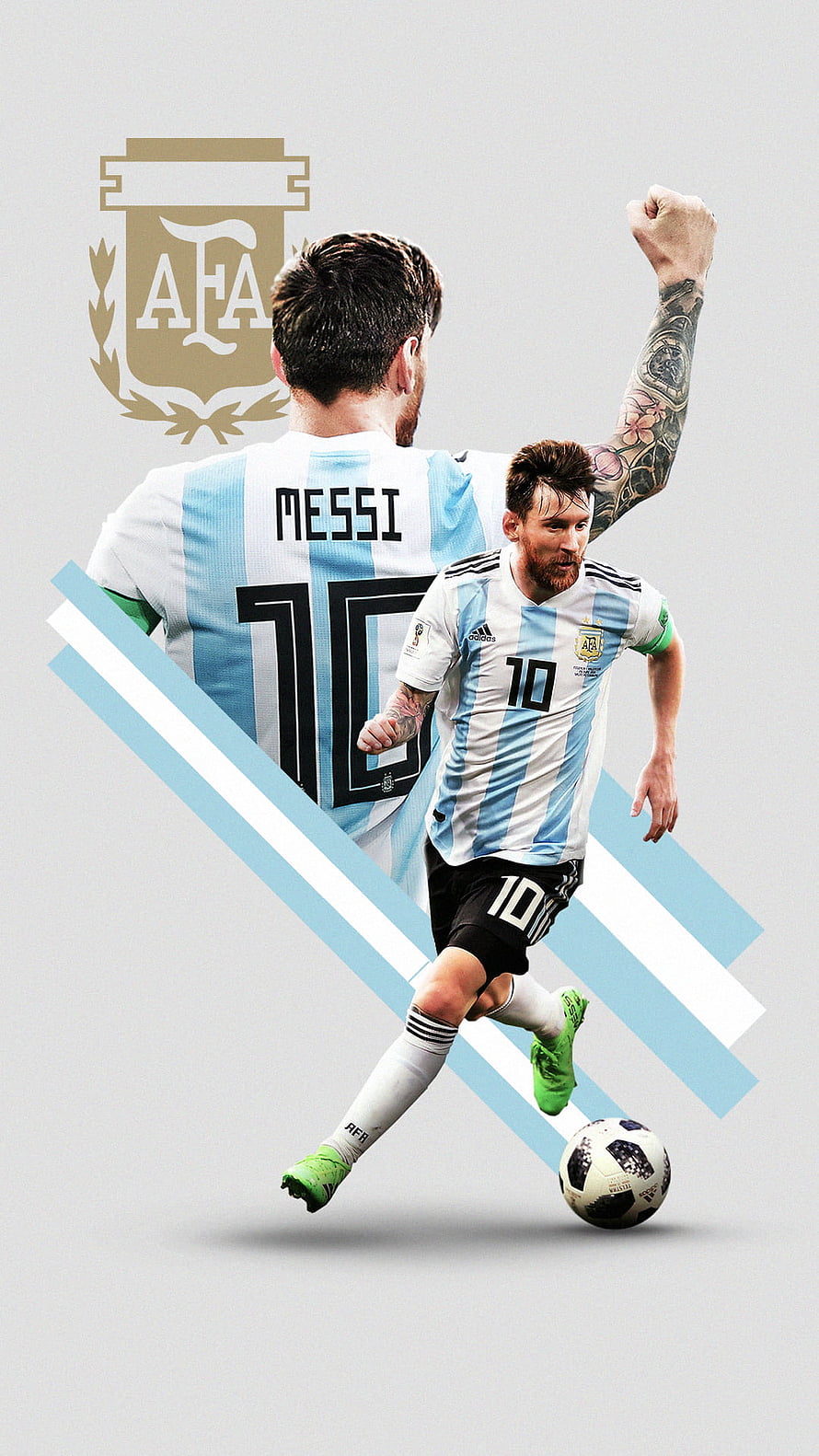 Lionel Messi in Argentina National Team Kit Dribbling Soccer Ball HD phone wallpaper