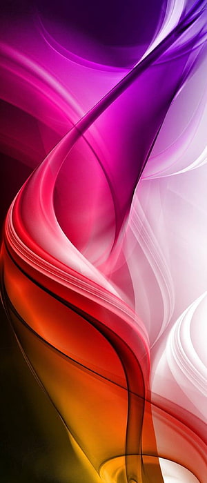 Vibrant Abstract Flowing Ribbons in Purple, Pink, and Orange Digital Art HD phone wallpaper