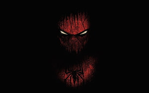 Dark Minimalist Spider-Man Portrait With Glowing Eyes And Spider Emblem HD wallpaper