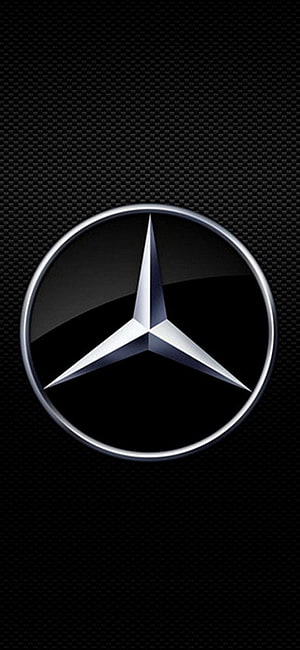 Mercedes-Benz Three-Pointed Star Emblem on Black Carbon Fiber Background HD phone wallpaper