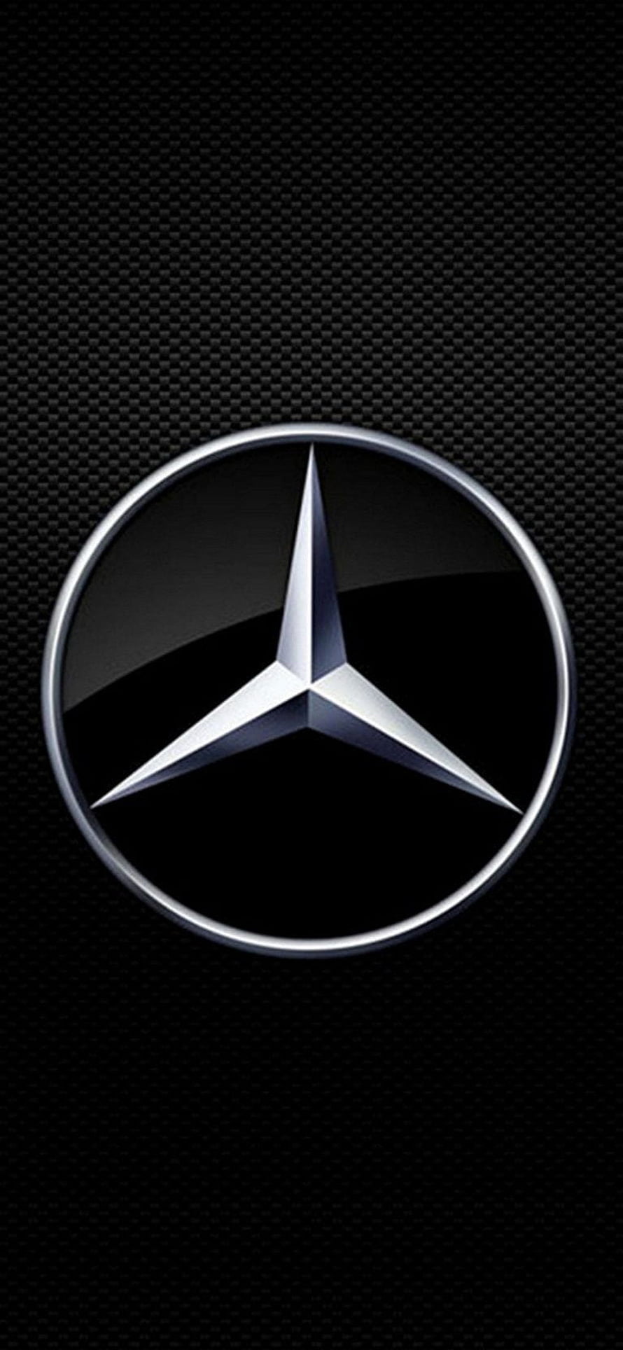 Mercedes-Benz Three-Pointed Star Emblem on Black Carbon Fiber Background HD phone wallpaper