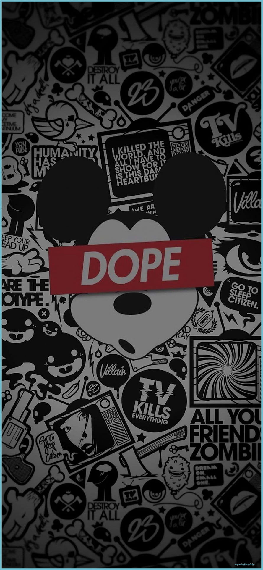 Mickey Mouse Dope Streetwear Graphic with Doodle Background HD phone wallpaper