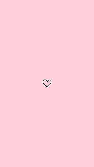 Minimalist Pastel Pink Background With Small Black Heart Outline HD phone wallpaper